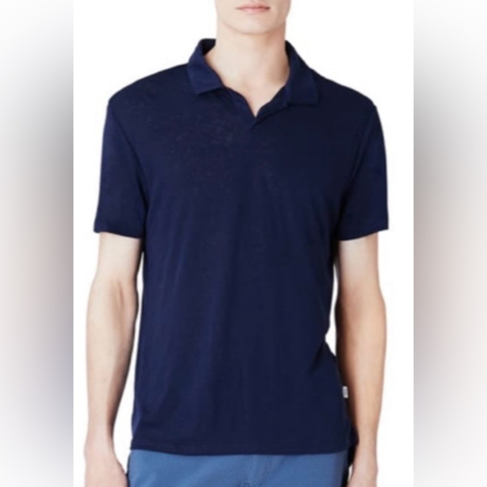 New! Onia Shaun polo shirt navy ensign blue 51163
